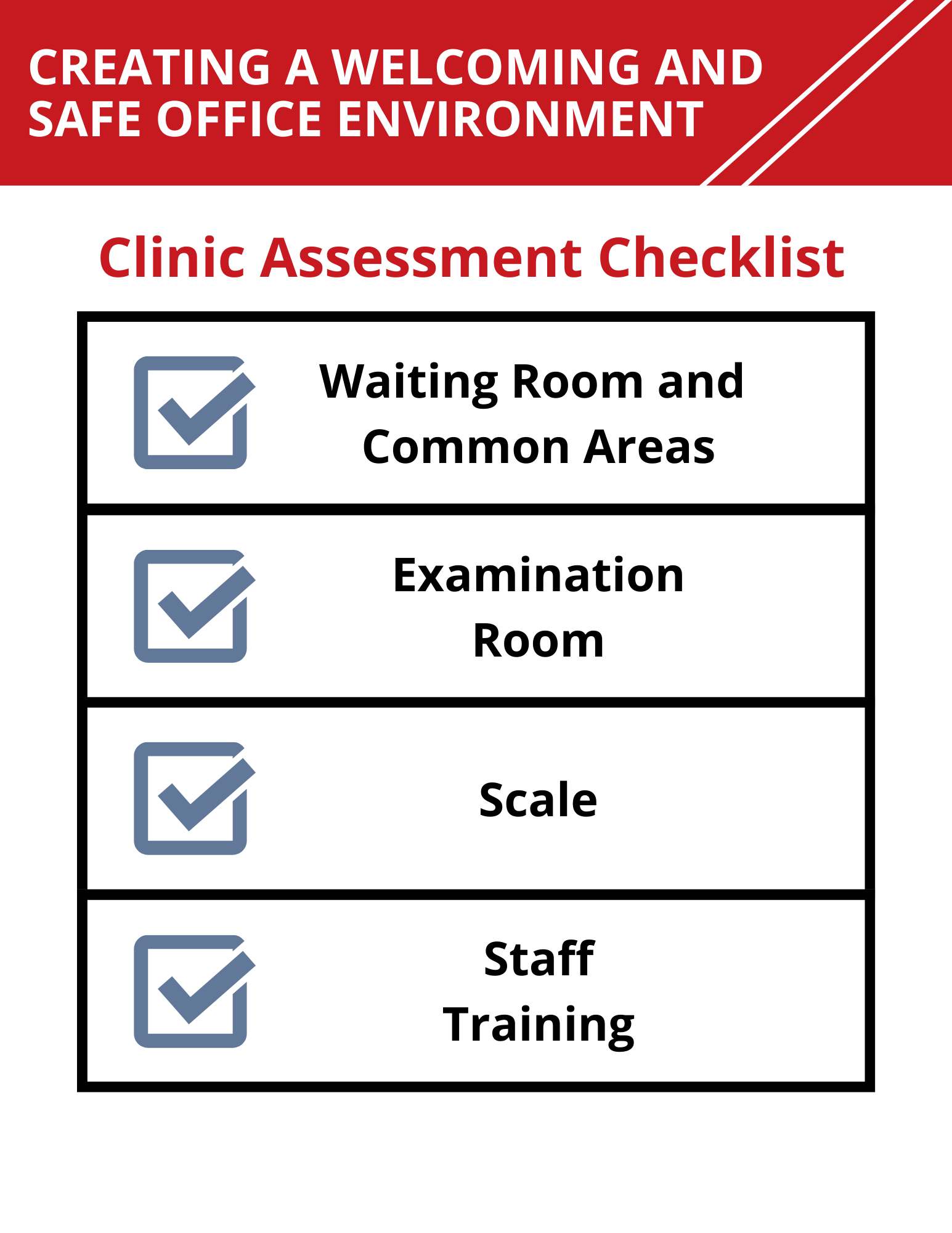Handout about creating a welcoming clinician’s office for people with high weight.